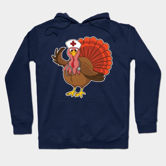 RN Nurse Turkey Thanksgiving Hoodie by E